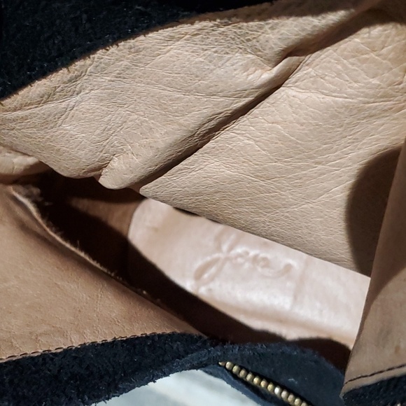 JOIE Leather SUEDE BLACK WEDGE Boots SIZE 41 POINTED ROUND TOE - Picture 12 of 13